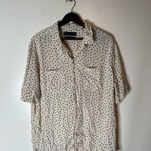 All Saints Electron Shirt Sleeve Polka Dot Shirt Mens Size XL Relaxed